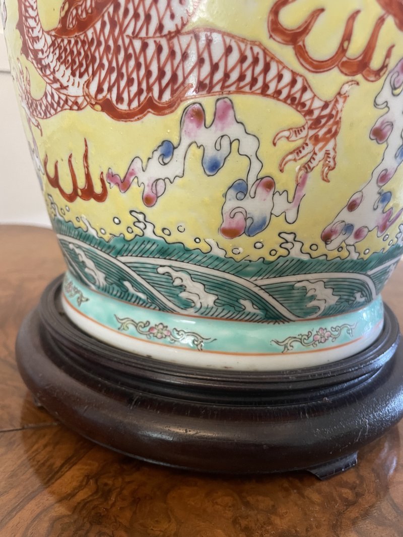 Large Pair of Antique 19th Century Chinese Porcelain Vase Lamps 105 x 24 cm - Image 7